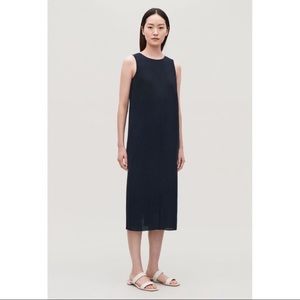 COS V Back Navy Midi Dress
